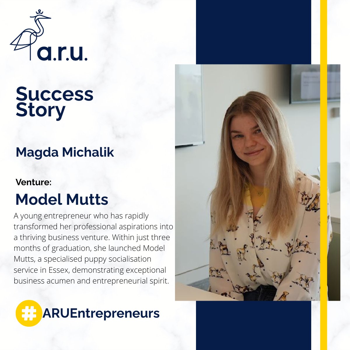 Say hello to Magda Michalik, a recent ARU Writtle graduate who turned her passion into a business within just three months of graduating!  full story here: aru.ac.uk/student-life/s…