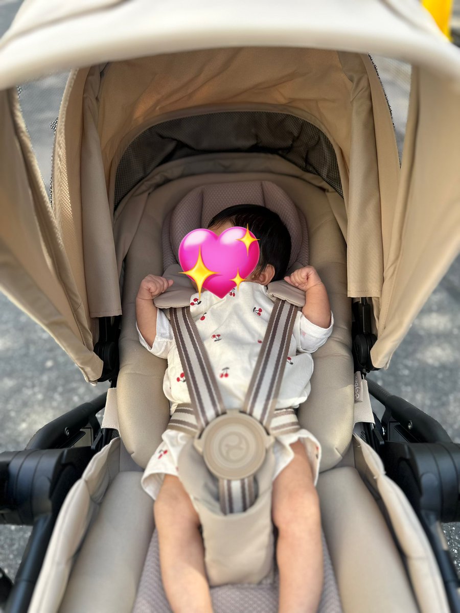 ベビーカーデビューして今日で2回目☀️
揺れが心地良さそう✨
私は慣れないお散歩にヘトヘト