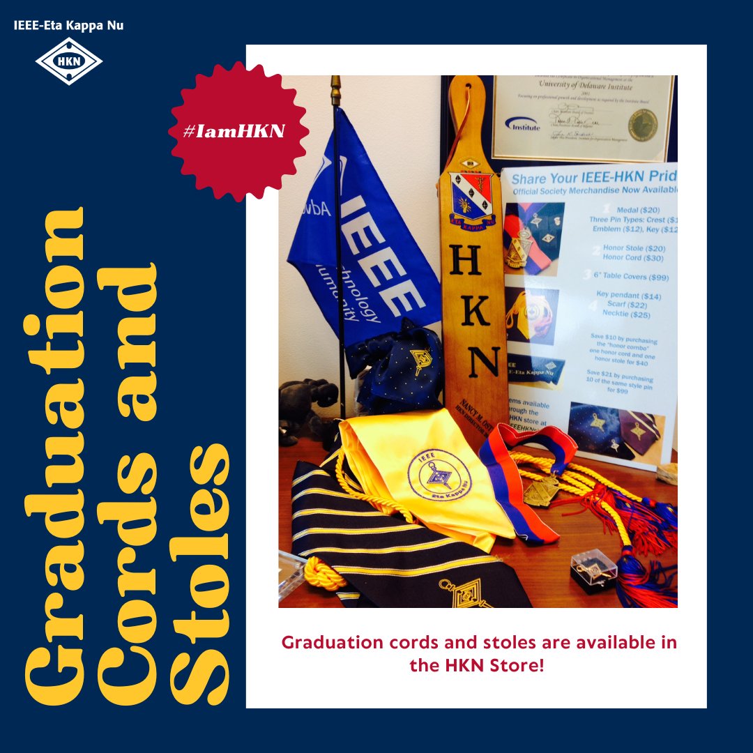 Graduation is right around the corner! Get your cords and stoles from the HKN store and show off your HKN pride at commencement! hkn.ieee.org/product/honor-… #IamHKN
