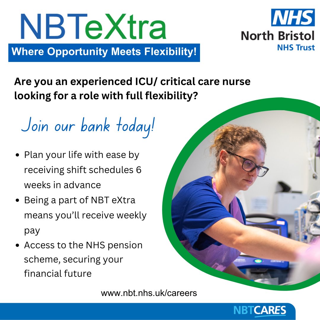 📣We’re seeking experienced Registered ICU Nurses to join our bank! If you’re ready to step into a dynamic environment, provide critical care, and make a meaningful impact on patients’ lives, we'd love to hear from you!

Apply now👉 nbt.nhs.uk/careers/curren…