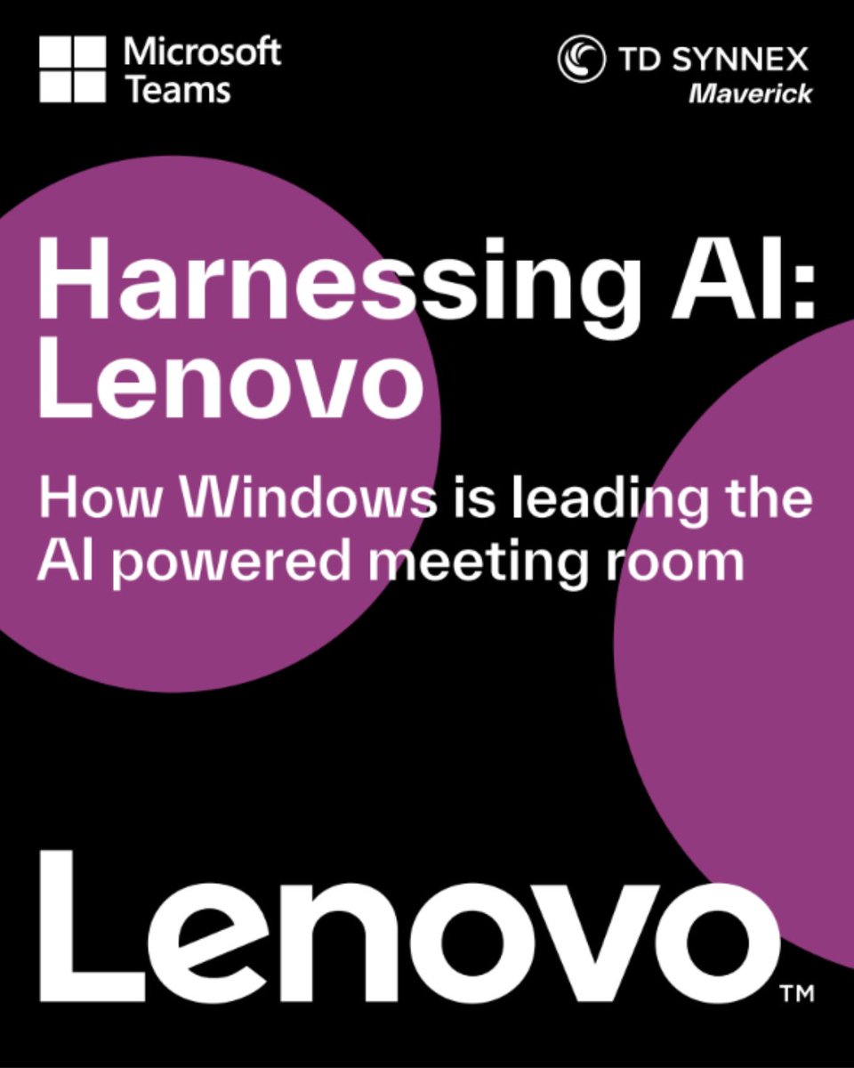 Next up in the Microsoft Teams Rooms webinar series: Harnessing AI... it’s Lenovo!
🗓️ Thursday 15th May, 11:00 AM CET
 With Martin Sig (Lenovo), Mauro Basano (Lenovo), Michel Bouman (Microsoft) &amp; Sven Berckmoes (TD SYNNEX Maverick)

Secure your spot → events.teams.microsoft.com/event/26e35685…