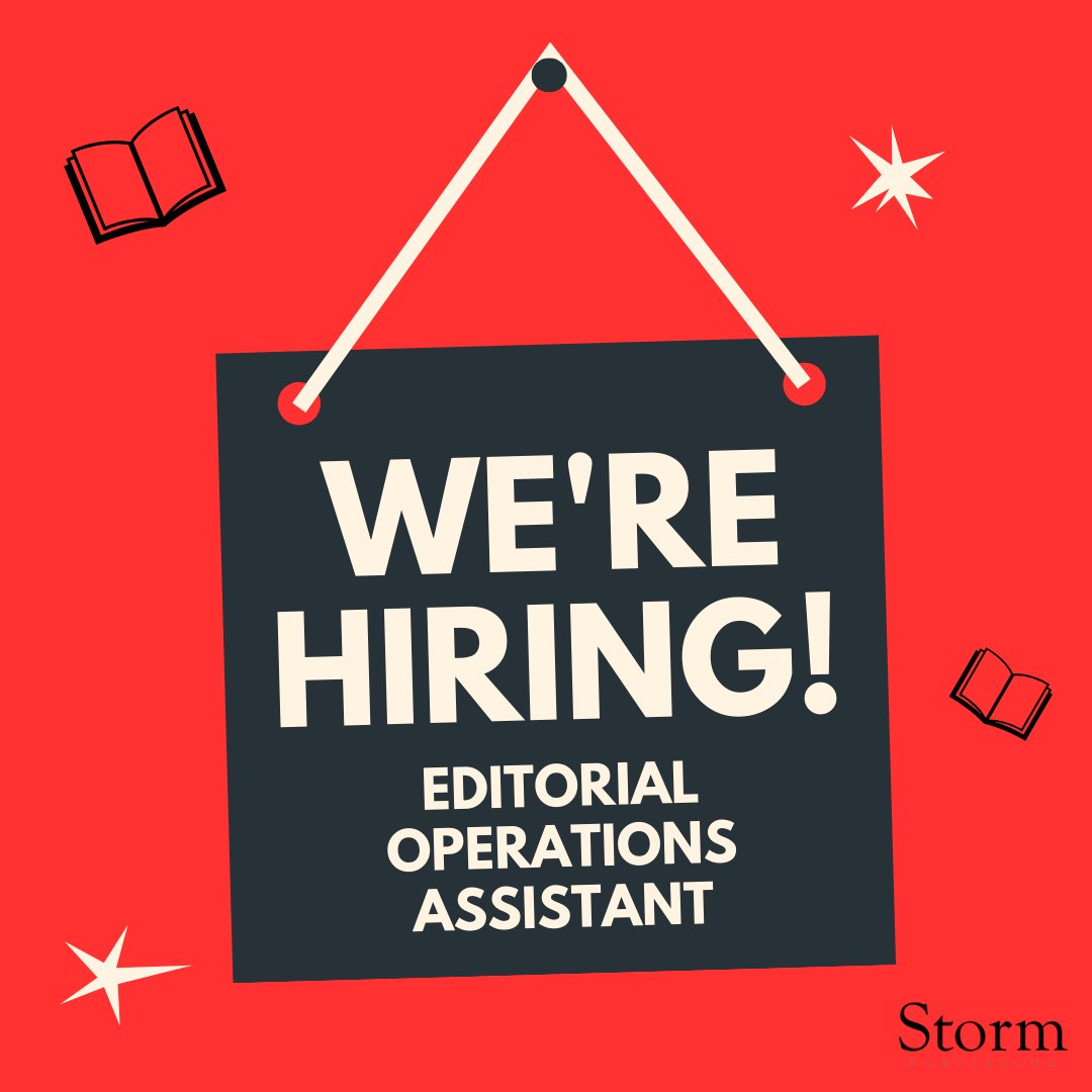 📣 ICMYI we're currently hiring an Editorial Operations Assistant! 

This is a home-based role in the UK and you'll get a chance to learn a ton of publishing skills.

📚 More details and how to apply here: stormpublishing.co/work-with-us/e…

⏰ Closes 20 May 2025

#workinpublishing