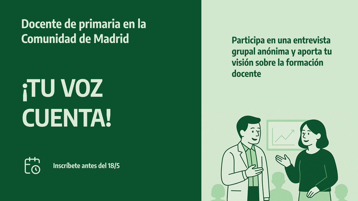 Fundación Promaestro (@fundpromaestro) on Twitter photo 👩🏫 ¿Eres profe de #Primaria en #Madrid?
🔍 Ayuda a <a href="/paula_mart85076/">Mariana Paula Martin</a> en su investigación sobre la competencia de "aprender a aprender docente" y participa en una entrevista grupal anónima.
👉 Información e inscripciones: acortar.link/sjk7RW
✉️ mariana.martin@estudiante.uam 👩🏫 ¿Eres profe de #Primaria en #Madrid?
🔍 Ayuda a <a href="/paula_mart85076/">Mariana Paula Martin</a> en su investigación sobre la competencia de "aprender a aprender docente" y participa en una entrevista grupal anónima.
👉 Información e inscripciones: acortar.link/sjk7RW
✉️ mariana.martin@estudiante.uam