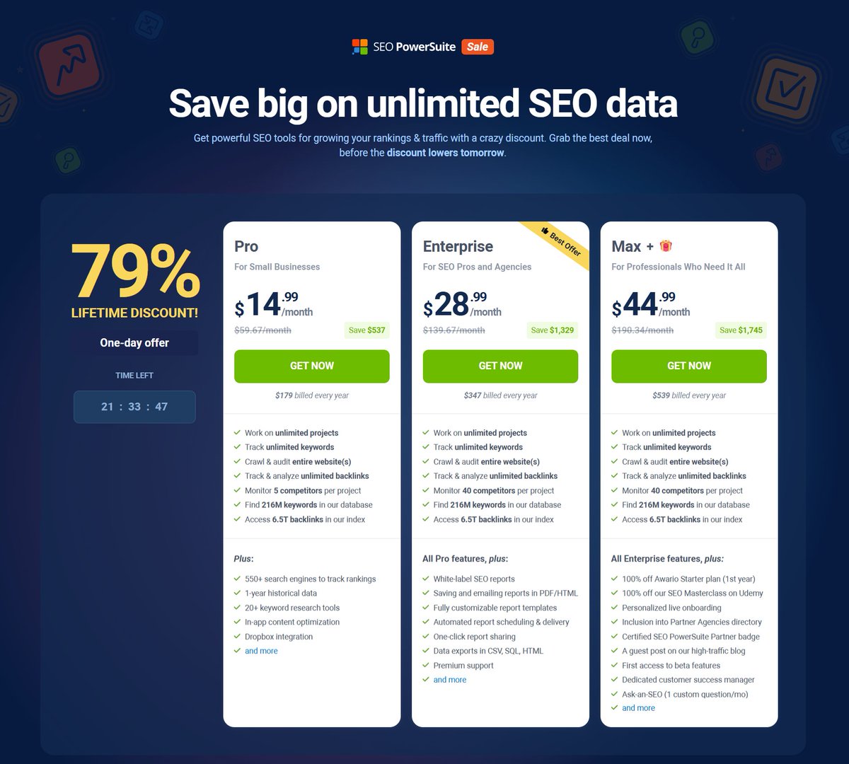 cybernaira's tweet image. Live! SEO Powersuite BIGGEST Sale of the year is here. Save 79% Lifetime deal + Exclusive bonuses today only (May 15th). Get the complete SEO toolkit at the lowest price. After today, it drops to 75%. 👉cybernaira.com/recommends/seo… #SEOtools #deals #seosoftware #seopowersuitesale