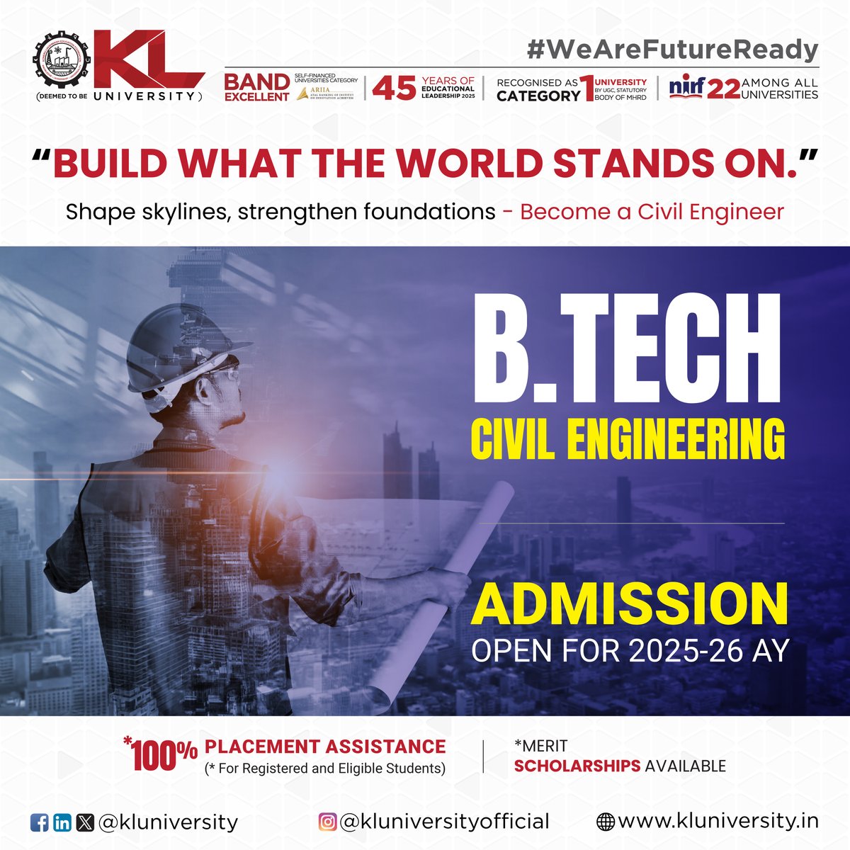 kluniversity's tweet image. Join B.Tech Civil Engineering for
•Structural Design &amp;amp; Construction 
•Real-World Projects &amp;amp; Site Visits
•AutoCAD, STAAD Pro, Revit
•Career Opportunities Top Construction Firms &amp;amp; PSUs
kluniversity.in/admissions-202…
#KLU #btechcivilengineering #CivilEngineering