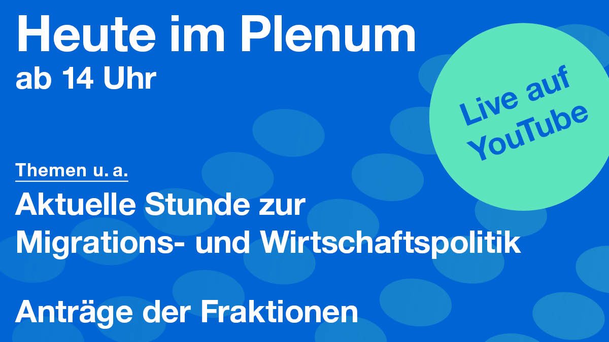 Bayerischer Landtag (@landtag_bayern) on Twitter photo Heute u.a. in der 50. Plenarsitzung #LTBY:
▶️ #AktuelleStunde auf Vorschlag von <a href="/AfD_Bayern_LT/">AfD Bayern im Landtag</a> zum Thema: "Aufbruch für Bayern - Niedergang beenden: Migrations- und Wirtschaftswende jetzt!“
▶️ Anträge der Fraktionen
LIVE: youtube.com/watch?v=W_DA7Z… Heute u.a. in der 50. Plenarsitzung #LTBY:
▶️ #AktuelleStunde auf Vorschlag von <a href="/AfD_Bayern_LT/">AfD Bayern im Landtag</a> zum Thema: "Aufbruch für Bayern - Niedergang beenden: Migrations- und Wirtschaftswende jetzt!“
▶️ Anträge der Fraktionen
LIVE: youtube.com/watch?v=W_DA7Z…