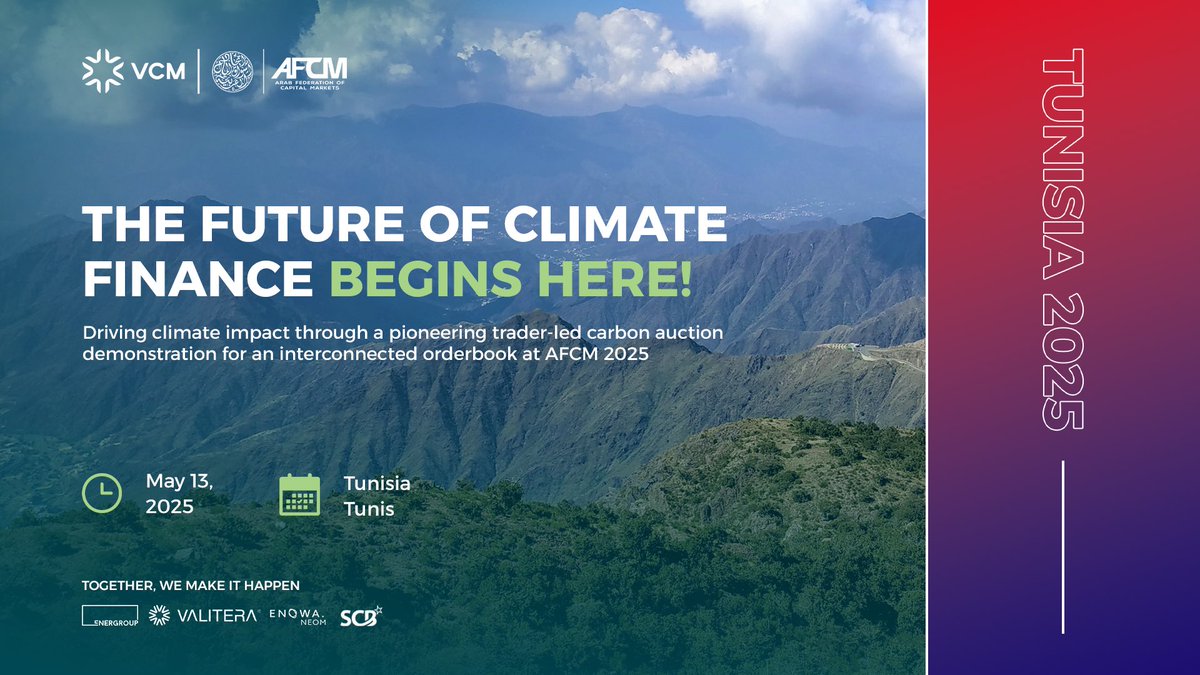 #VCM and #AFCM are hosting a trader-led carbon credit auction demonstration at the #AFCM Annual Conference in Tunisa.
 
#VCM