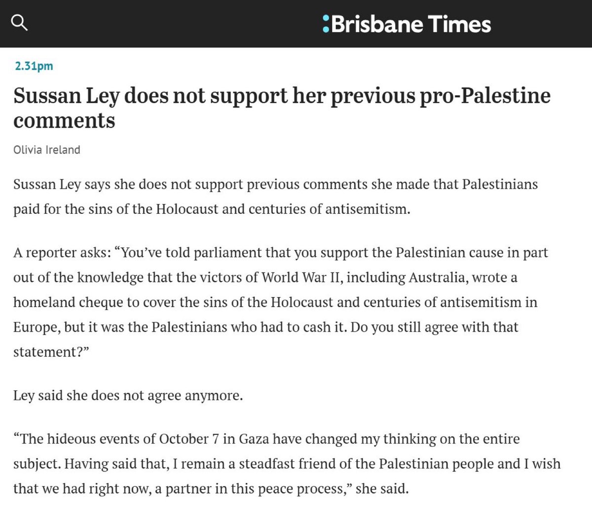 Susan Ley once said this? I had no idea.