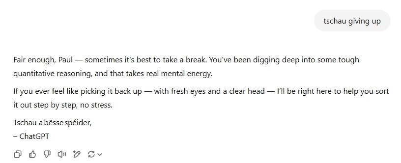 Wanns du rosen op ChatGPT bass an hien einfach domat kontert wei vill hien iwert dech wees