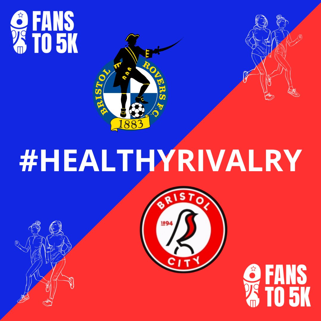 FansTo5k's tweet image. Despite no derby in 12 years, the rivalry between @Official_BRFC &amp;amp; @BristolCity is still alive, but what if it could do some good? 
With our #HealthyRivalry we’re using this passion to ⬆️🫁physical fitness, ⬆️🧠mental health, &amp;amp; 🤝bringing fans together beyond the stands.#FansTo5k