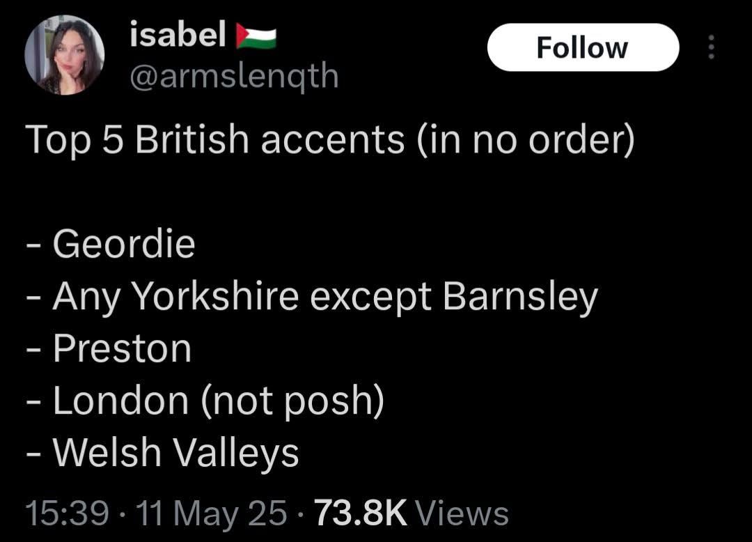 The Barnsley accent is pure poetry, Isabel needs her ears checking 😜😜😜