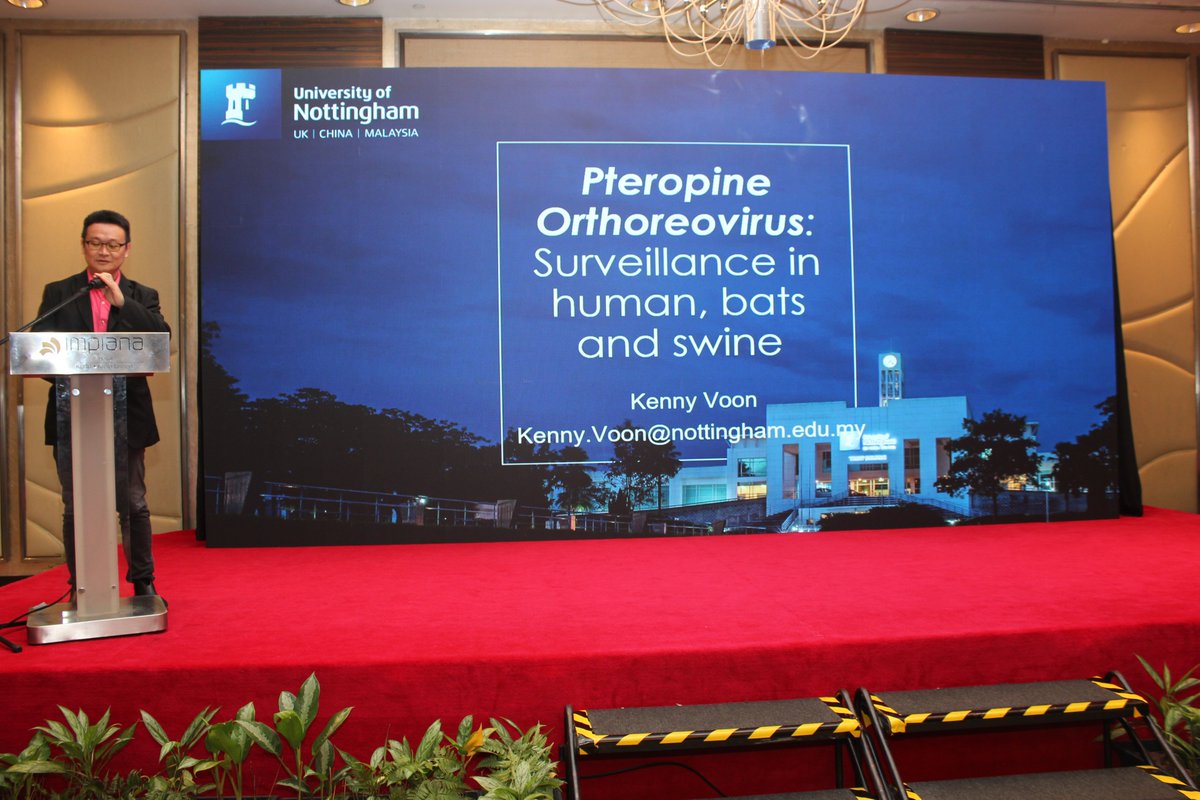 WSVirology's tweet image. At #WSV2025 Conference, held at the @NibmMalaysia , Dr. #Kenny_Voon from the #University_Nottingham Malaysia, Selangor, delivered an insightful oral presentation at #WSV2025 on:
"Pteropine Orthoreovirus in Malaysia: Surveillance in Humans, Bats 🦇 , and Swine" 🦇🐖🧑🔬