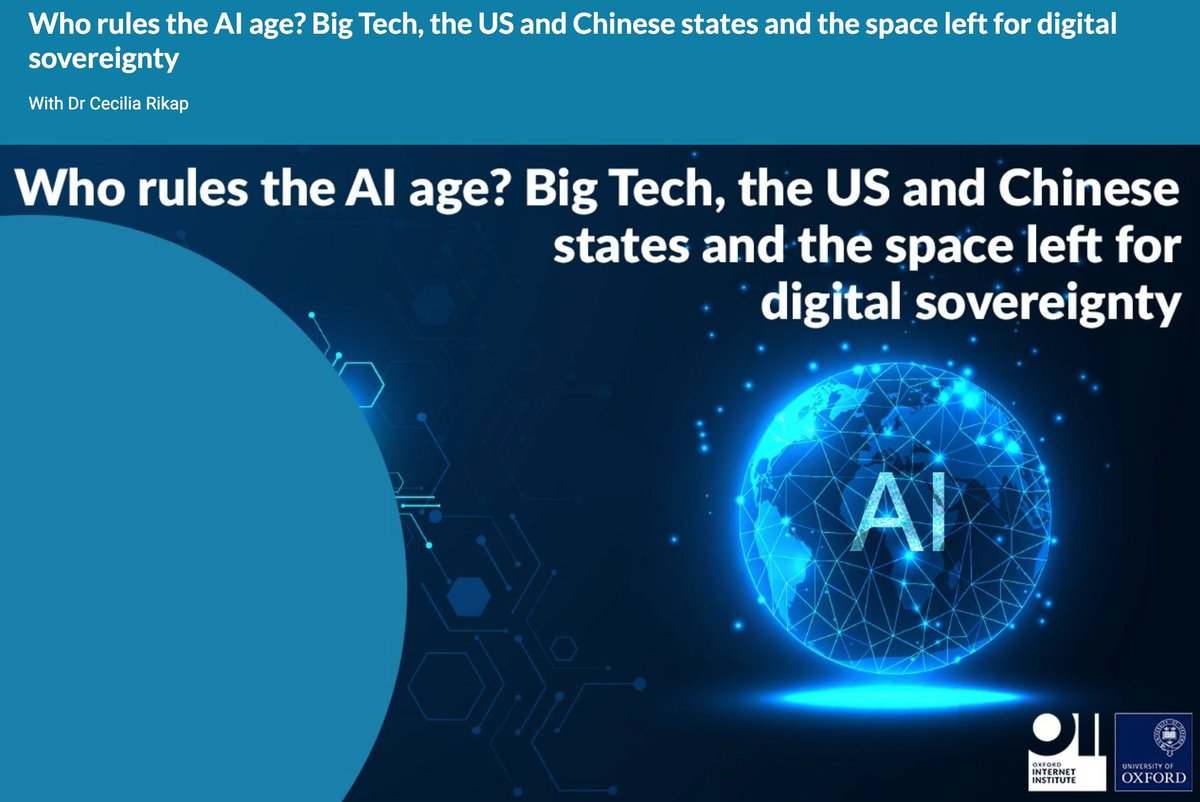 UCL Institute for Innovation and Public Purpose (@iipp_ucl) on Twitter photo 👑 Who rules the #AI age?
<a href="/IIPP_UCL/">UCL Institute for Innovation and Public Purpose</a> Professor <a href="/CeciliaRikap/">Cecilia Rikap</a> recently spoke on how #AI is shaping relationships among leading #BigTech corporations and between corporations and states at the <a href="/oiioxford/">Oxford Internet Institute</a>.
📺 Watch the talk here: buff.ly/2G4SOE9 👑 Who rules the #AI age?
<a href="/IIPP_UCL/">UCL Institute for Innovation and Public Purpose</a> Professor <a href="/CeciliaRikap/">Cecilia Rikap</a> recently spoke on how #AI is shaping relationships among leading #BigTech corporations and between corporations and states at the <a href="/oiioxford/">Oxford Internet Institute</a>.
📺 Watch the talk here: buff.ly/2G4SOE9