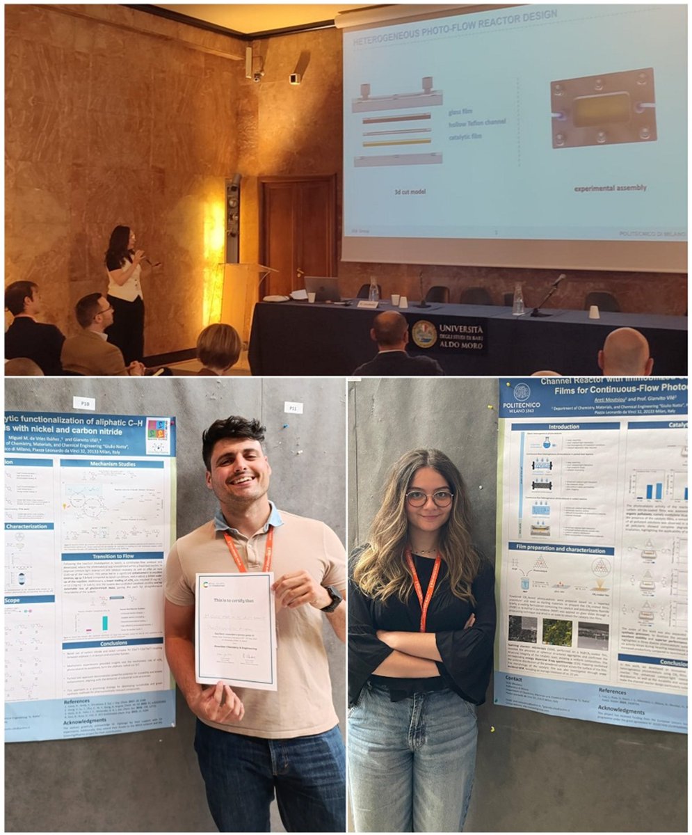 Gianvito Vilé (@vilegroup) on Twitter photo Last week we were at the #FlowChem Conference! Viktoriia gave a talk on single-atom catalysis in flow, Areti presented a poster on 3D-printed catalytic films for flow reactions, and Miguel showcased Ni-C₃N₄ C(sp³)-C(sp³) coupling winning the <a href="/RSC_ReactionEng/">Reaction Chemistry & Engineering</a> poster prize!🎉👏🔥 Last week we were at the #FlowChem Conference! Viktoriia gave a talk on single-atom catalysis in flow, Areti presented a poster on 3D-printed catalytic films for flow reactions, and Miguel showcased Ni-C₃N₄ C(sp³)-C(sp³) coupling winning the <a href="/RSC_ReactionEng/">Reaction Chemistry & Engineering</a> poster prize!🎉👏🔥