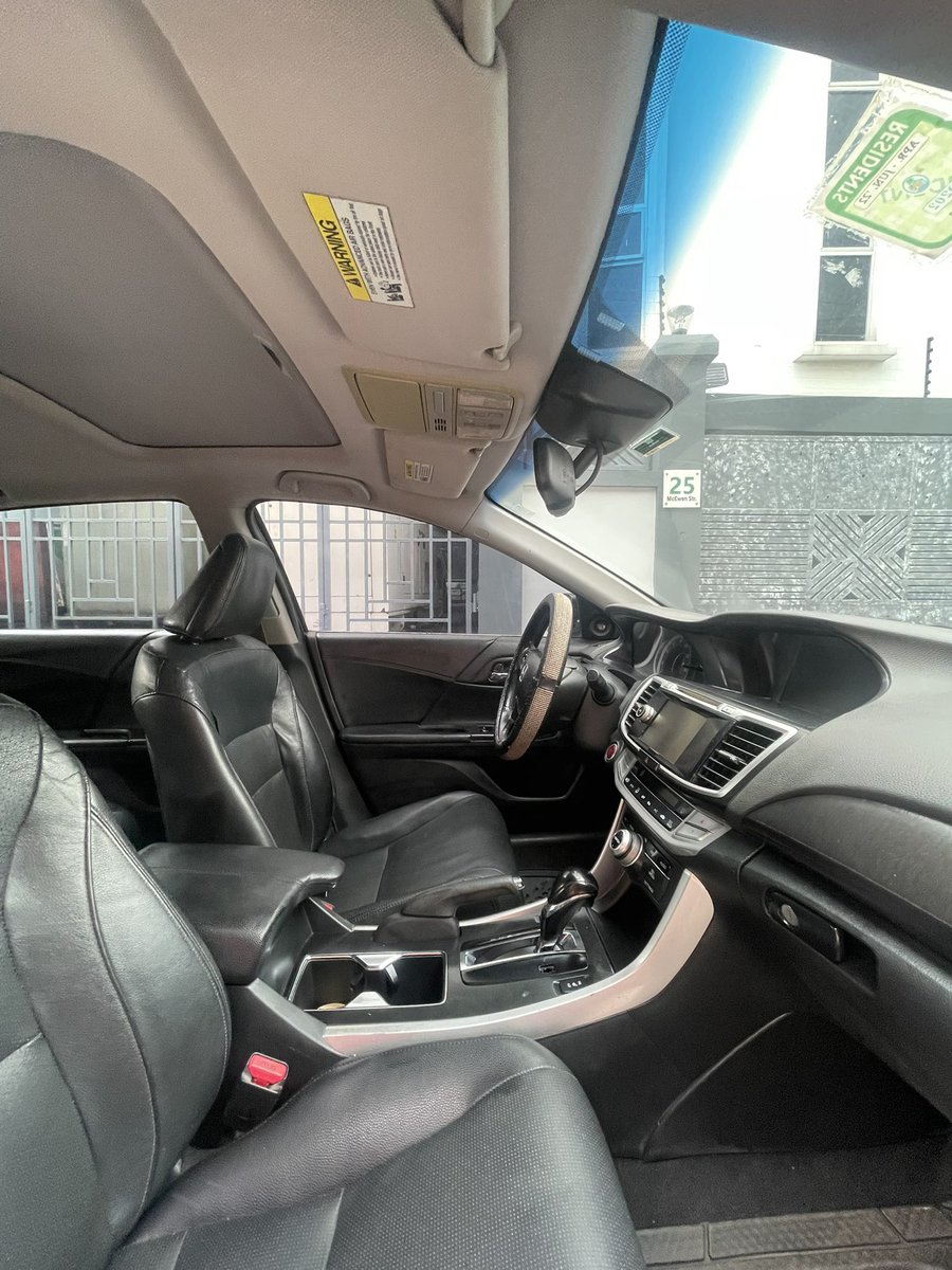 Demyjay's tweet image. Registered Honda Accord V6 Model: 2013 Upgraded to 2017 Black on Black interiors, leather seats, very sound V6 Engine, transmission 💯, suspension💯 full options, Thumbstart, double screen, absolutely nothing to fix  Location: Yaba Price slashed. Now: 8.6M last