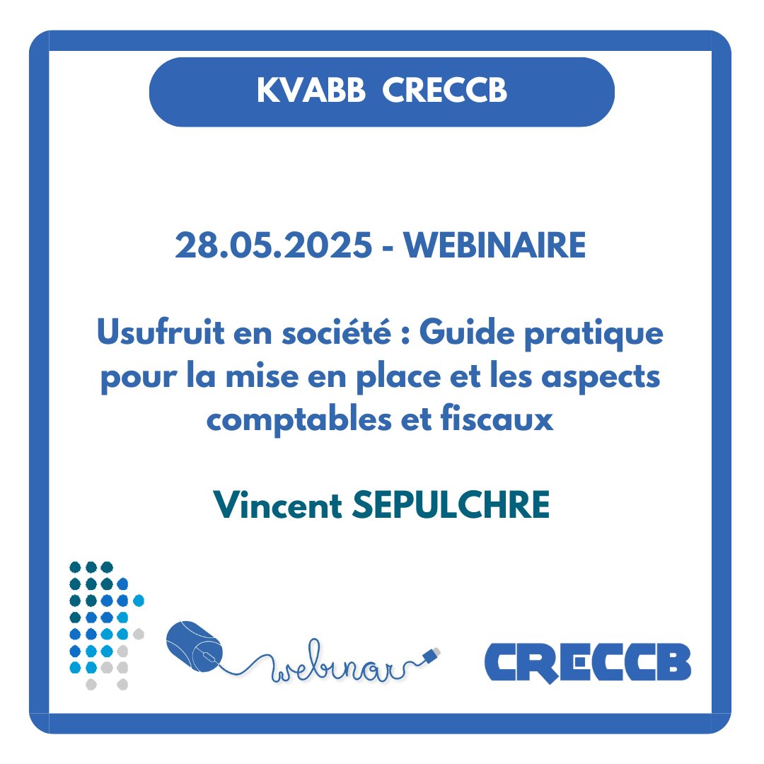 KVABB-CRECCB (@kvabb) on Twitter photo 28.05.2025 - - Usufruit en société : Guide pratique pour la mise en place et les aspects comptables et fiscaux - @Vincent SEPULCHRE
Info & s'inscrire: bit.ly/44vMJXZ
#usufruit #fiscalité #fiscalité
<a href="/itaa_bel/">ITAA</a>
<a href="/SPFFinances/">SPF Finances</a>
<a href="/SPFEconomie/">SPF Economie</a> 28.05.2025 - - Usufruit en société : Guide pratique pour la mise en place et les aspects comptables et fiscaux - @Vincent SEPULCHRE
Info & s'inscrire: bit.ly/44vMJXZ
#usufruit #fiscalité #fiscalité
<a href="/itaa_bel/">ITAA</a>
<a href="/SPFFinances/">SPF Finances</a>
<a href="/SPFEconomie/">SPF Economie</a>