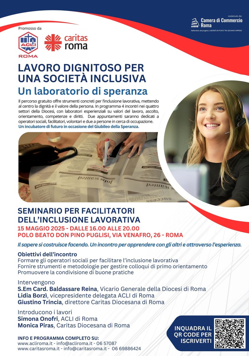 ACLI di Roma aps (@acli_roma) on Twitter photo Affrontare le fragilità del #lavoro: #15maggio parte il percorso “Lavoro dignitoso per una società inclusiva” che promuoviamo con <a href="/CaritasRoma/">Caritas Roma</a>. Intervengono S. Em. Card. Baldassare #Reina, vicario generale <a href="/diocesidiroma/">Diocesi di Roma</a> <a href="/borzilidia/">Lidia Borzi</a> e Giustino #Trincia ➡️bit.ly/PerUnaSocietàI… Affrontare le fragilità del #lavoro: #15maggio parte il percorso “Lavoro dignitoso per una società inclusiva” che promuoviamo con <a href="/CaritasRoma/">Caritas Roma</a>. Intervengono S. Em. Card. Baldassare #Reina, vicario generale <a href="/diocesidiroma/">Diocesi di Roma</a> <a href="/borzilidia/">Lidia Borzi</a> e Giustino #Trincia ➡️bit.ly/PerUnaSocietàI…
