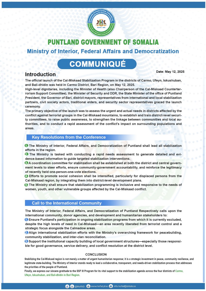 Ministry of Interior - Puntland tweet media