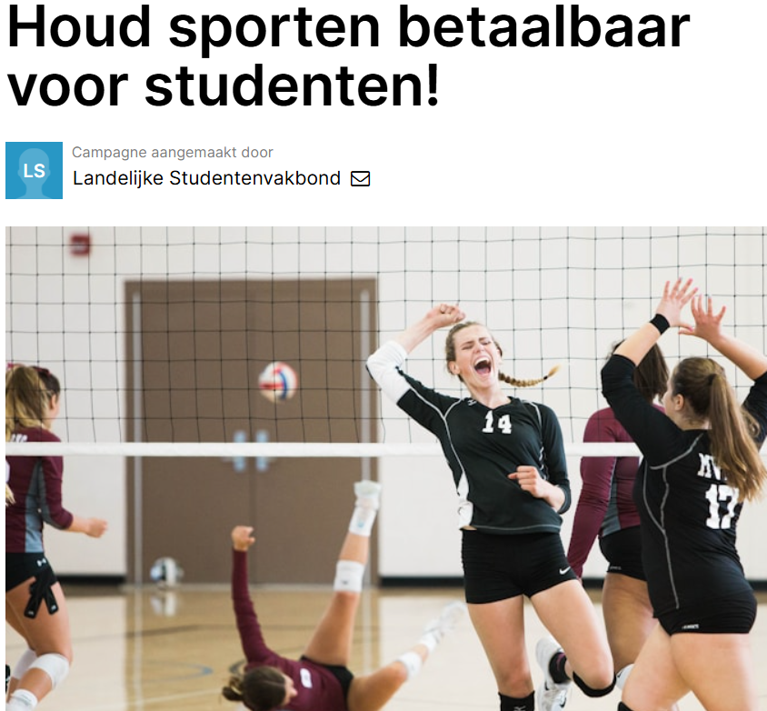 Minister Eppo Bruins maakt sporten voor studenten honderden euro’s duurder: #student
“De basisbeurs omlaag, bezuinigingen op onderwijs en nu willen ze sporten ook nog eens afpakken.”

Petitie: Houd sporten betaalbaar actie.degoedezaak.org/petitions/houd… ✍️