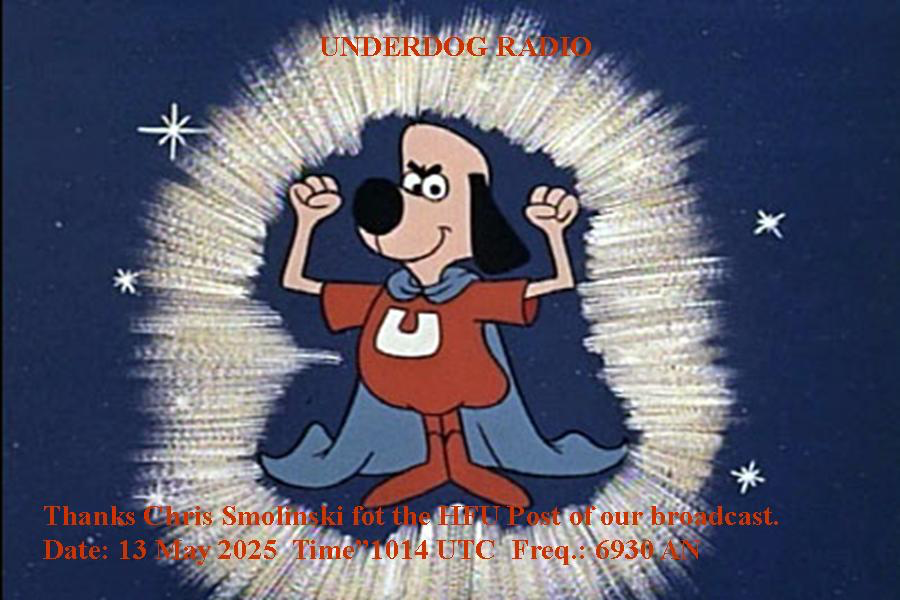 Shortwave pirate radio station Underdog Radio is currently on 6930 AM with a very weak signal here in Westminster MD USA at 1043 UTC.

They've already sent me an #eQSl for my reception report, thanks!

hfunderground.com/board/index.ph…