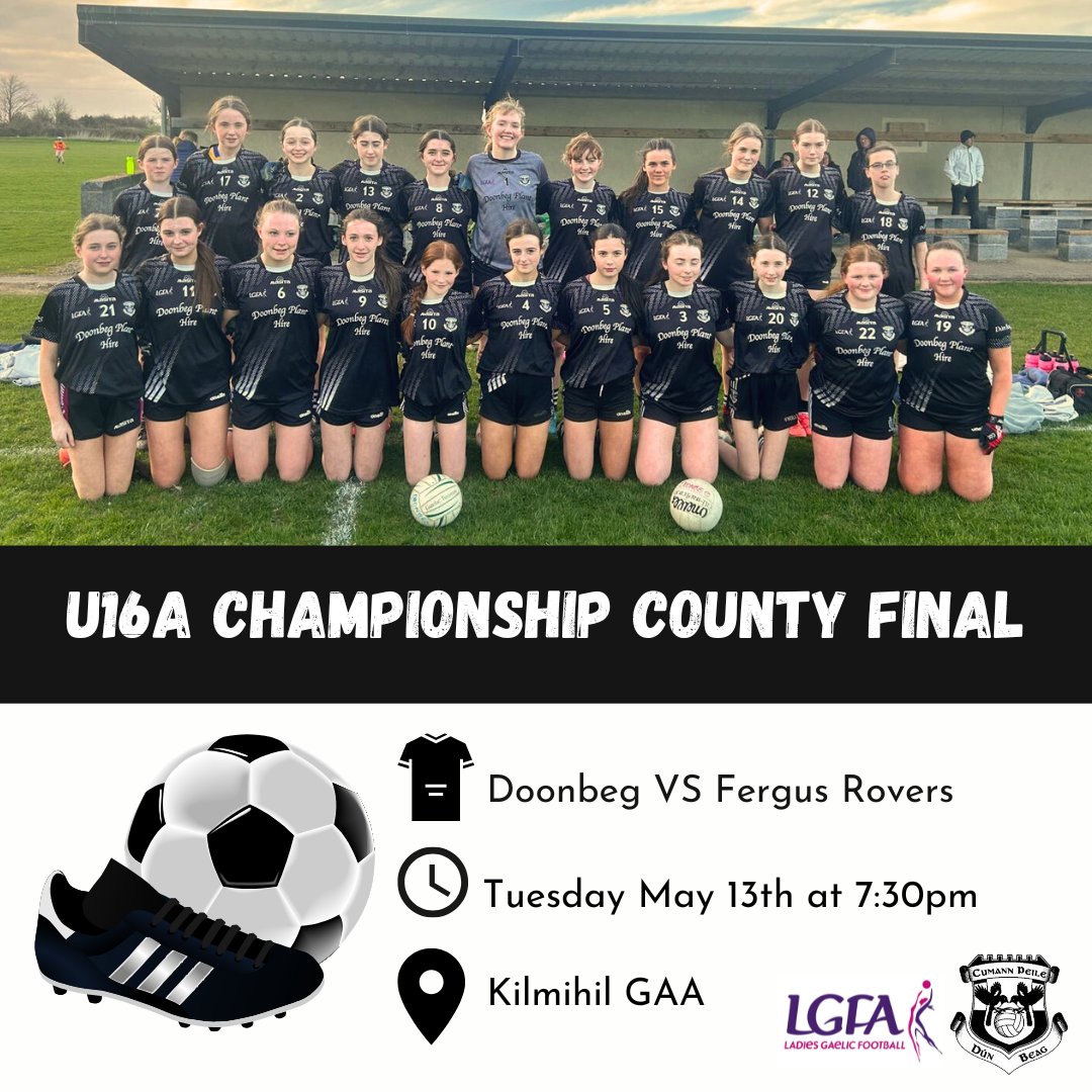 Best of Luck to our U16's in the County Final this evening, please support 🏁