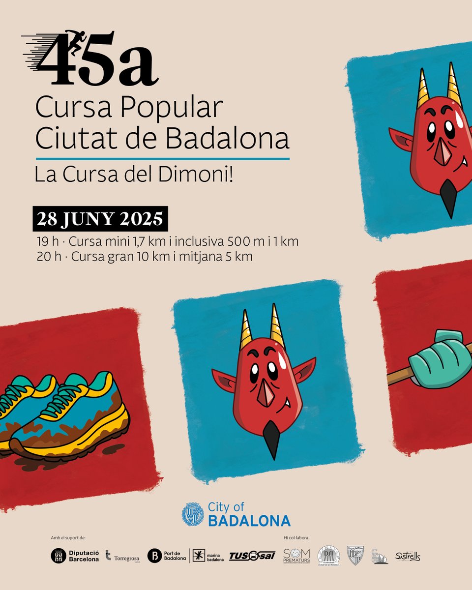 📣 Arriba la Cursa del Dimoni a Badalona! 🏃‍♀️

El proper 28 de juny de 2025 celebrem la 45a edició de la Cursa Popular Ciutat de Badalona! Una festa esportiva oberta a tothom, amb esport, inclòs i molta diversió per a tota la família. 🏅

🔜 Les inscripcions s'obriran aviat!