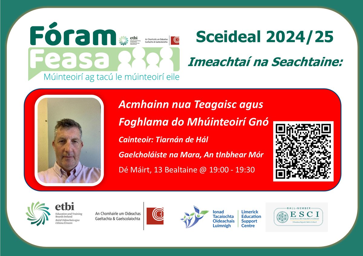 Gean Gilger (@ggilgeredu) on Twitter photo 📢📢An múinteoir Gnó tú?
Bí linn tráthnóna inniu do sheisiún #FóramFeasa ag 19:00
🌟Léargas ar acmhainní nua
🌟Plé agus Foghlaim
➡️➡️Cláraigh: tinyurl.com/FFGno1
<a href="/CoggOid/">COGG Oideachas</a> <a href="/ETBIreland/">ETBI</a> <a href="/AnGreasan/">An Gréasán</a> <a href="/Gaeloid/">Gaeloideachas</a> <a href="/Oide_Business/">Oide Business Subjects Post-primary</a> <a href="/bstaireland/">Business Studies Teachers' Association of Ireland</a> <a href="/toirdealbhach/">T. Ó Lionáird</a> 📢📢An múinteoir Gnó tú?
Bí linn tráthnóna inniu do sheisiún #FóramFeasa ag 19:00
🌟Léargas ar acmhainní nua
🌟Plé agus Foghlaim
➡️➡️Cláraigh: tinyurl.com/FFGno1
<a href="/CoggOid/">COGG Oideachas</a> <a href="/ETBIreland/">ETBI</a> <a href="/AnGreasan/">An Gréasán</a> <a href="/Gaeloid/">Gaeloideachas</a> <a href="/Oide_Business/">Oide Business Subjects Post-primary</a> <a href="/bstaireland/">Business Studies Teachers' Association of Ireland</a> <a href="/toirdealbhach/">T. Ó Lionáird</a>