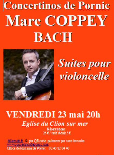 Really happy to be back in #Pornic (🇫🇷 44), in 10 days, to play #Bach #CelloSuites (1-3-5).

📌 𝗖𝗢𝗡𝗖𝗘𝗥𝗧𝗜𝗡𝗢𝗦 𝗗𝗘 𝗣𝗢𝗥𝗡𝗜𝗖 - 𝗠𝗮𝘆 𝟮𝟯, 𝟴𝗽𝗺 ➡ billetweb.fr/marc-coppey