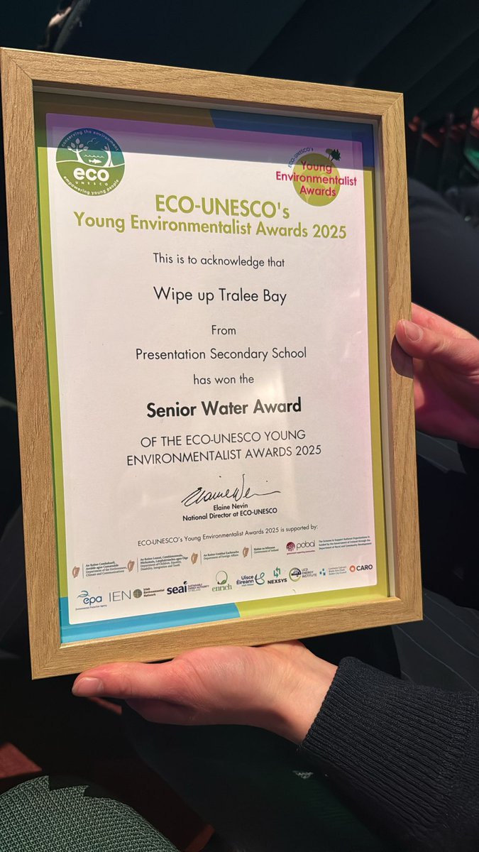 Local Authority Waters Programme (@watersprogramme) on Twitter photo Congrats to <a href="/PresSecTralee/">Presentation Secondary School Tralee</a> in Tralee, whose project raising awareness about wet wipes, won an ECO-UNESCO Young Environmentalist Award. 🏆
🎙️ Listen to <a href="/radiokerry/">Radio Kerry</a>'s piece with the students, LAWPRO's Colum Walsh, Tralee Tidy Towns for more info: bit.ly/3Z9lcIg Congrats to <a href="/PresSecTralee/">Presentation Secondary School Tralee</a> in Tralee, whose project raising awareness about wet wipes, won an ECO-UNESCO Young Environmentalist Award. 🏆
🎙️ Listen to <a href="/radiokerry/">Radio Kerry</a>'s piece with the students, LAWPRO's Colum Walsh, Tralee Tidy Towns for more info: bit.ly/3Z9lcIg