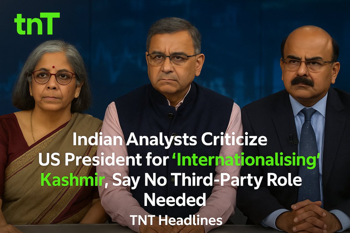 tnt_headlines's tweet photo. Indian Analysts Criticize US President for 'Internationalising' Kashmir, Say No Third-Party Role Needed
#KashmirIssue
#IndiaUSRelations
#NoThirdParty
#Geopolitics
#SouthAsiaNews
#BreakingNews
#KashmirDebate https://t.co/cjvgfQ99x8