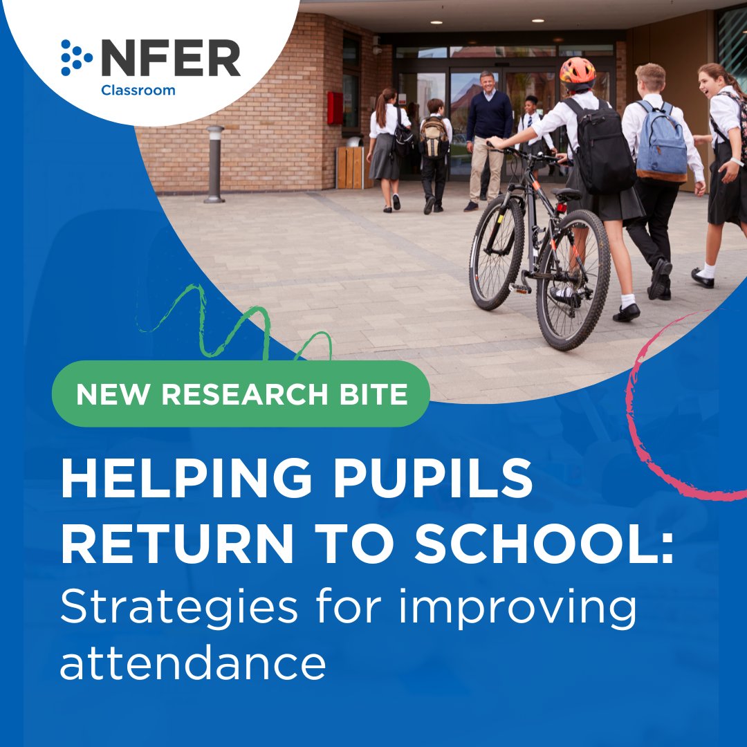 National Foundation for Educational Research (@thenfer) on Twitter photo A new Research Bite from <a href="/NFERClassroom/">NFER Classroom</a> highlights six key strategies used by schools that have helped pupils return to the classroom after a period of absence.
Find out more 👉 bit.ly/4j3JSc9 A new Research Bite from <a href="/NFERClassroom/">NFER Classroom</a> highlights six key strategies used by schools that have helped pupils return to the classroom after a period of absence.
Find out more 👉 bit.ly/4j3JSc9
