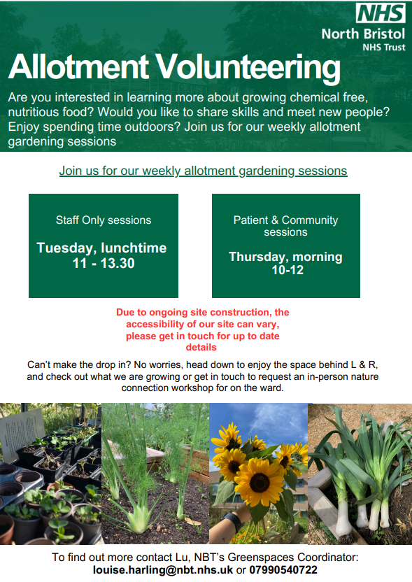 NBT Staff Experience (@nbtstaffexp) on Twitter photo Have you discovered the allotment? Join <a href="/NBTSustHealth/">NBT Sustainable Development Unit</a> for weekly allotment gardening sessions🍎🥕🌻<a href="/NorthBristolNHS/">North Bristol NHS Trust</a> Have you discovered the allotment? Join <a href="/NBTSustHealth/">NBT Sustainable Development Unit</a> for weekly allotment gardening sessions🍎🥕🌻<a href="/NorthBristolNHS/">North Bristol NHS Trust</a>