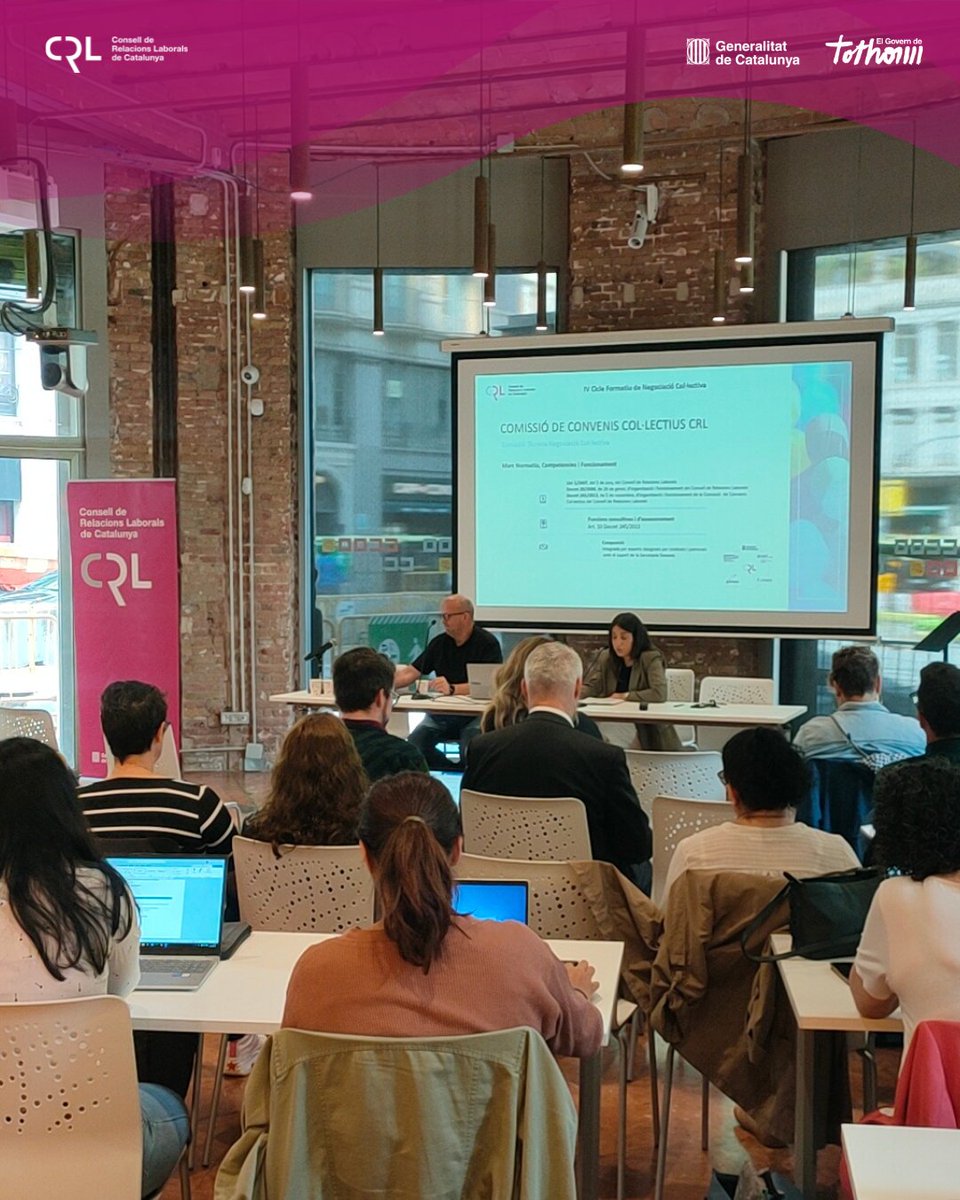 📢Mireia Recio <a href="/FomentTreball/">Foment del Treball Nacional</a> i Jorge Moraleda <a href="/ccoocatalunya/">CCOO de Catalunya</a> han abordat els criteris del servei de consulta del Consell de Relacions Laborals sobre l’àmbit funcional d’aplicació dels convenis col·lectius 
🔗bit.ly/3YHPxxu
#CRLcat #NegociacioCollectiva #Agenda2030