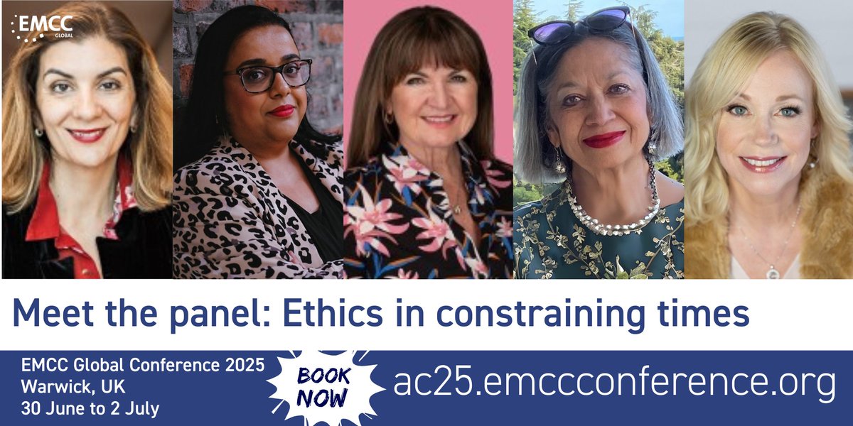 25% Early Bird discount for the EMCC Global Conference ends Tues 20 May

🗓️ 30 June–2 July: workshops, panels &amp; immersive learning.

🎟️ Book now: vist.ly/3n48b7h

👇 Meet the Ethics in Constraining Times panel. What should the panel explore?