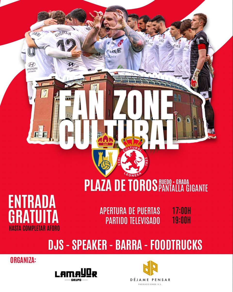 📺⚽️ ¡Disfruta del #PonferradinaCultural desde la Plaza de Toros de León!

🔗 Aquí toda la info: cydleonesa.com/noticia/vive-e…

#AúpaCultu | #PrimeraFederación