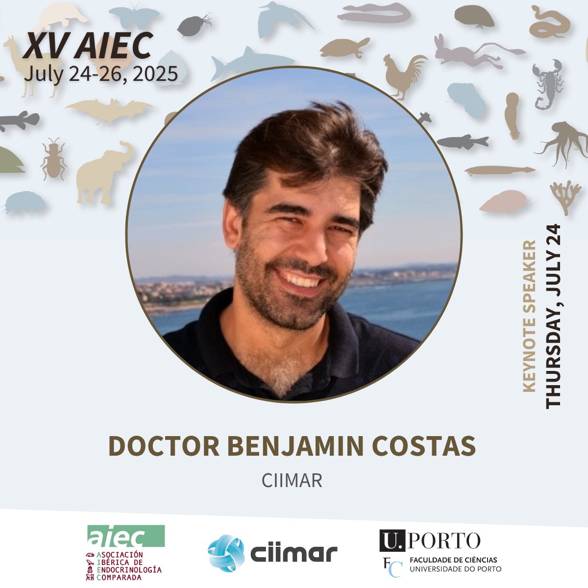 📢#AIEC2025

The programme for the XV Congress of the Iberian Association of Comparative Endocrinology is now available!

We're also pleased to announce the first keynote speaker: Benjamin Costas (CIIMAR).

🔗ciimar.up.pt/events/aiec-20…

#CIIMARresearch #CIIMARevents