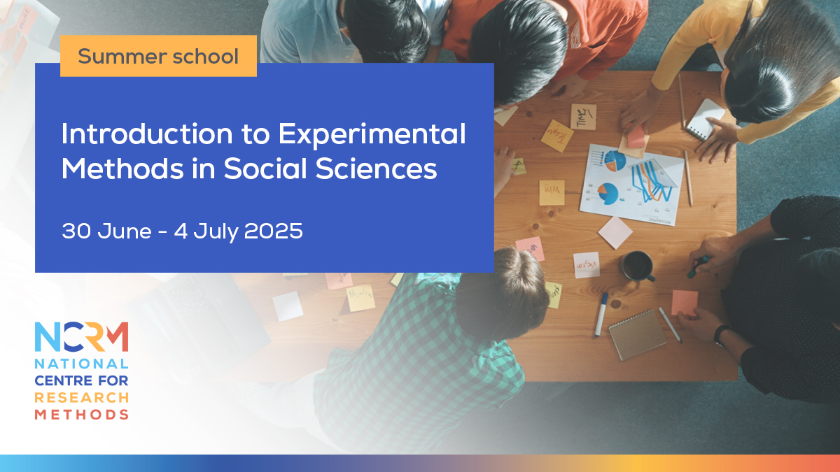 NCRM (@ncrmuk) on Twitter photo Registration is open for our summer school on experimental methods in the #SocialSciences.
The event takes place between 30 June and 4 July 2025 at <a href="/unisouthampton/">University of Southampton</a>.
Delivered by C-BEAR, it will cover lab, field and survey experiments.
Learn more: ncrm.ac.uk/training/show.… Registration is open for our summer school on experimental methods in the #SocialSciences.
The event takes place between 30 June and 4 July 2025 at <a href="/unisouthampton/">University of Southampton</a>.
Delivered by C-BEAR, it will cover lab, field and survey experiments.
Learn more: ncrm.ac.uk/training/show.…