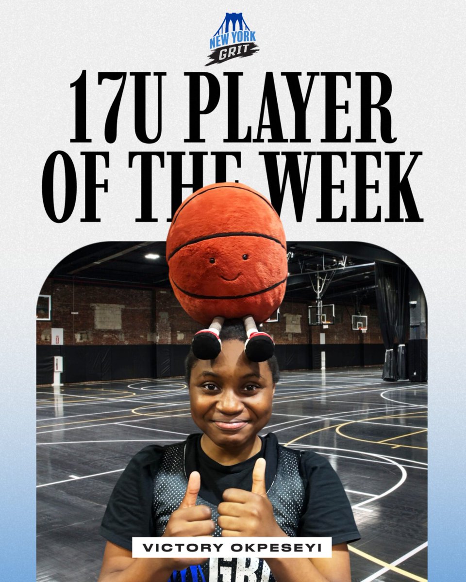 PLAYER OF THE WEEK: VICTORY OKPESEYI💥Fearless on the court, sharp in every decision, and a constant source of energy through every battle🔥 @vpr3ss showed up and showed out this week. Sound off for Victory! 👏

#gritstrong #nycbasketball