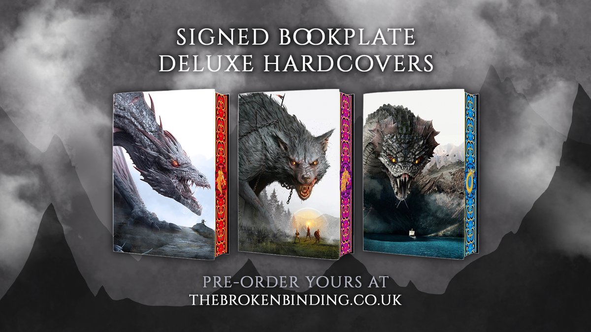 binding_broken's tweet image. We are now taking pre-orders on the new Deluxe Editions of Bloodsworn by @JohnGwynne_ 😍
Who's grabbing a set of these? They really highlight the cover artwork! 🐲🐺🐍