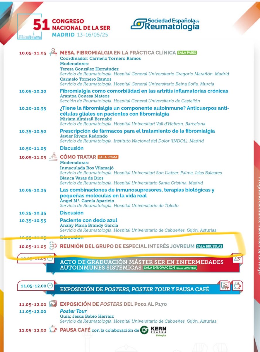 ¡Reunión JOVREUM en el Congreso #SER2025
Te esperamos el martes 14 de mayo a las 10:05h en la Sala Bruselas 🙌
Vamos a compartir ideas, proyectos en marcha y próximas actividades para jóvenes reumatólog@s

También puedes conectarte de forma remota:
us06web.zoom.us/j/82283449123?…