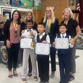 Such a great Board of Ed. meeting last night where we proudly recognized and celebrated several of our Mighty Mustangs! Our three 3rd grade First in Math regional winners and our 2 recycling poster art contest winners!  🌟 #proud2bnhpgcp @nhpgcpufsd @nhproadschool <a href="/NHPGCP/">Dr.JenniferMorrison-Raptis, NHPGCP Superintendent</a>