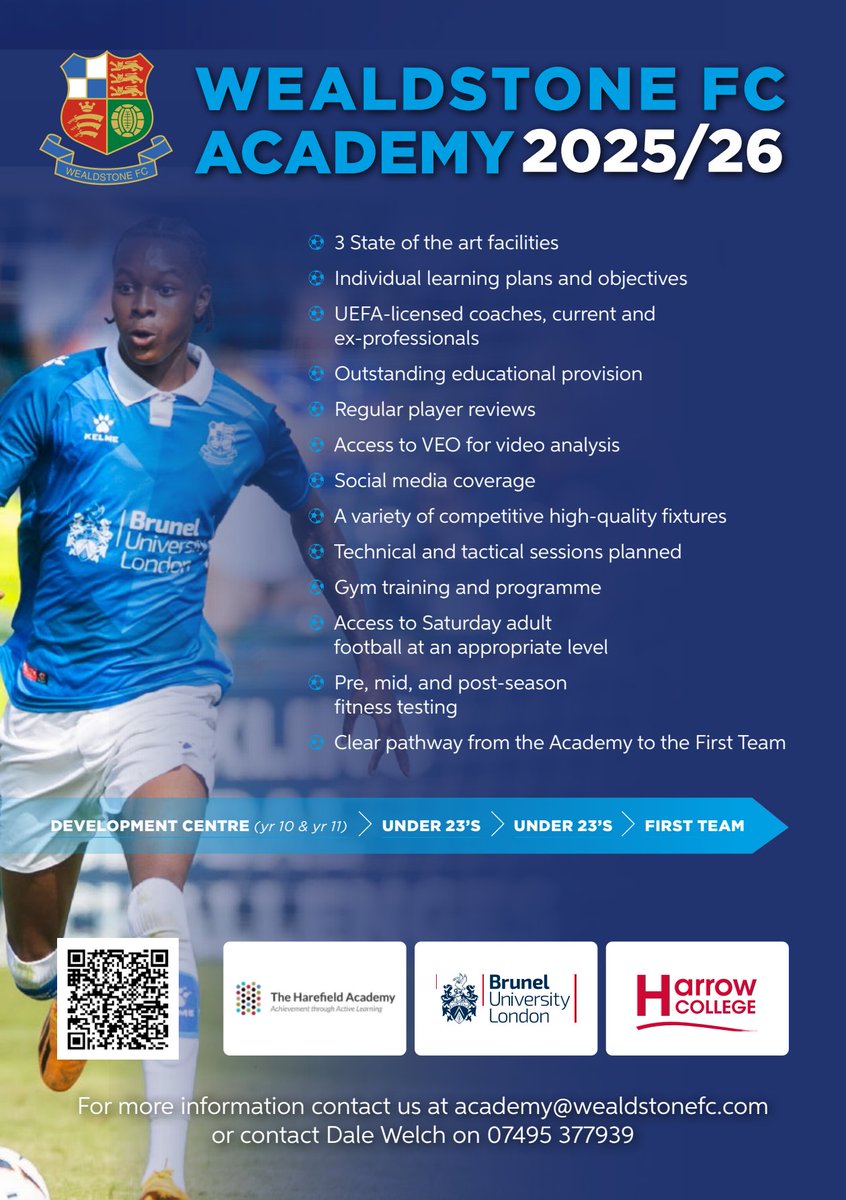 London Football Academy (@lfa_academy) on Twitter photo Talented u15s and u16s apply to join our weekly development centre....
<a href="/WealdstoneFCA/">Wealdstone FC Academy</a> Talented u15s and u16s apply to join our weekly development centre....
<a href="/WealdstoneFCA/">Wealdstone FC Academy</a>
