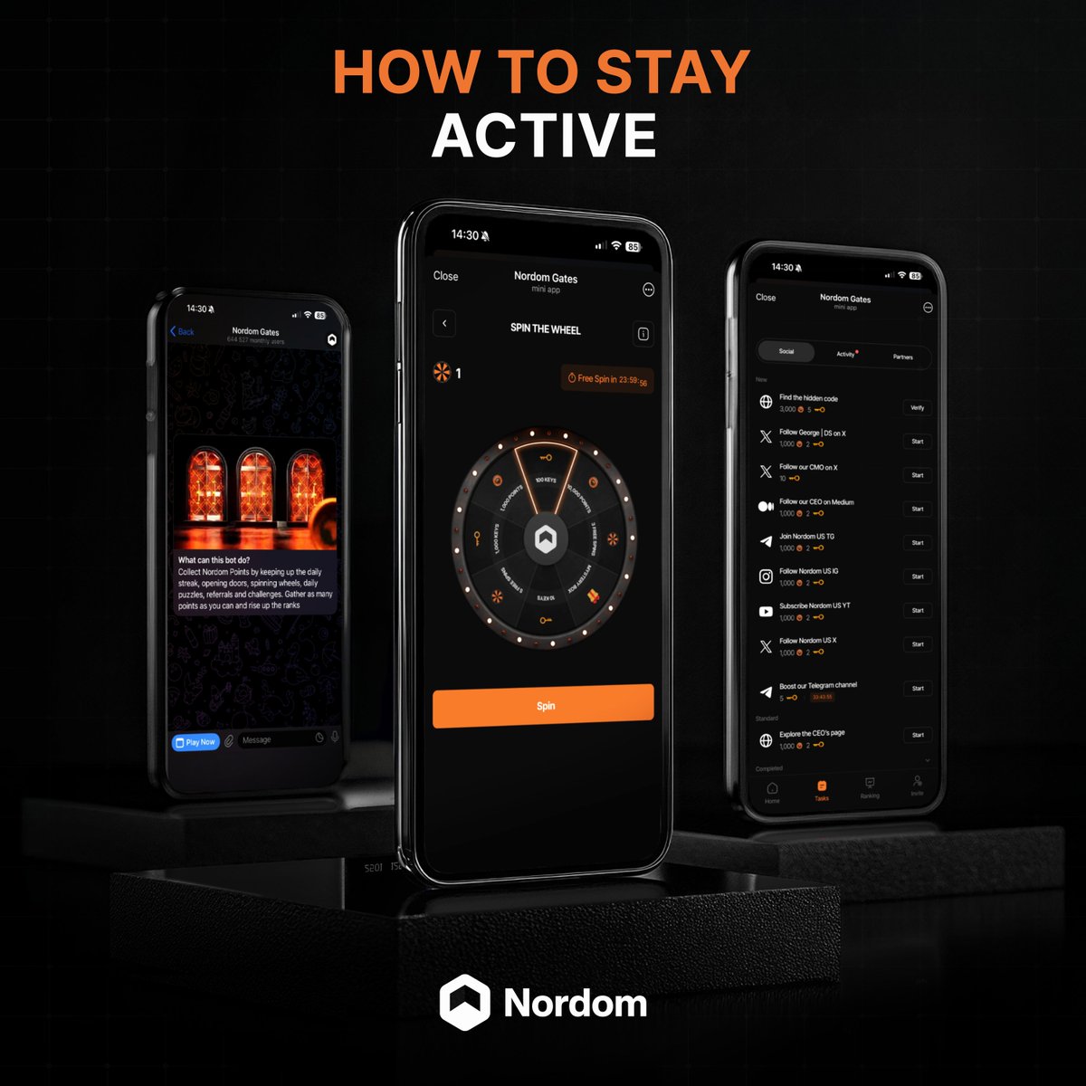 Nordom (@nordomexchange) on Twitter photo In case you missed it: To avoid removal from the game, staying active is important. But what exactly counts as inactivity?
Here are the basics:
🟠Regularly entering Nordom Gates
🟠Unlocking doors and playing mini-games
🟠Completing tasks In case you missed it: To avoid removal from the game, staying active is important. But what exactly counts as inactivity?
Here are the basics:
🟠Regularly entering Nordom Gates
🟠Unlocking doors and playing mini-games
🟠Completing tasks