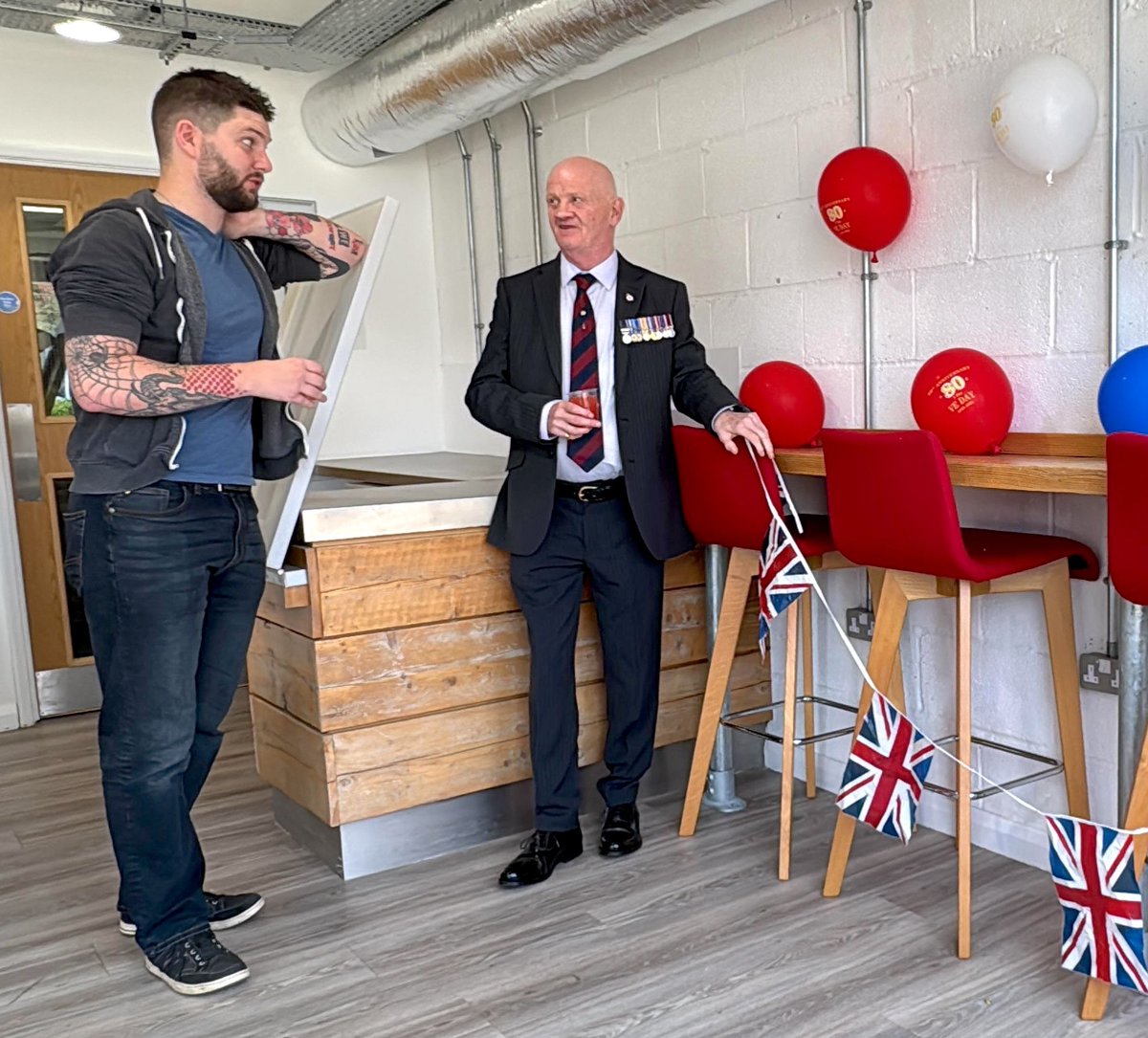 Entrain Space (@entrainspace) on Twitter photo We enjoyed a get-together in honour of #VEDay80 in our cafΓ© space last week with our (camera-shy) resident veterans, and it was lovely to be joined by Alyn and John, ex-residents and proud #veterans of the <a href="/RoyalNavy/">Royal Navy</a> and <a href="/irish_guards/">Irish Guards</a> respectively. We also marked this very We enjoyed a get-together in honour of #VEDay80 in our cafΓ© space last week with our (camera-shy) resident veterans, and it was lovely to be joined by Alyn and John, ex-residents and proud #veterans of the <a href="/RoyalNavy/">Royal Navy</a> and <a href="/irish_guards/">Irish Guards</a> respectively. We also marked this very