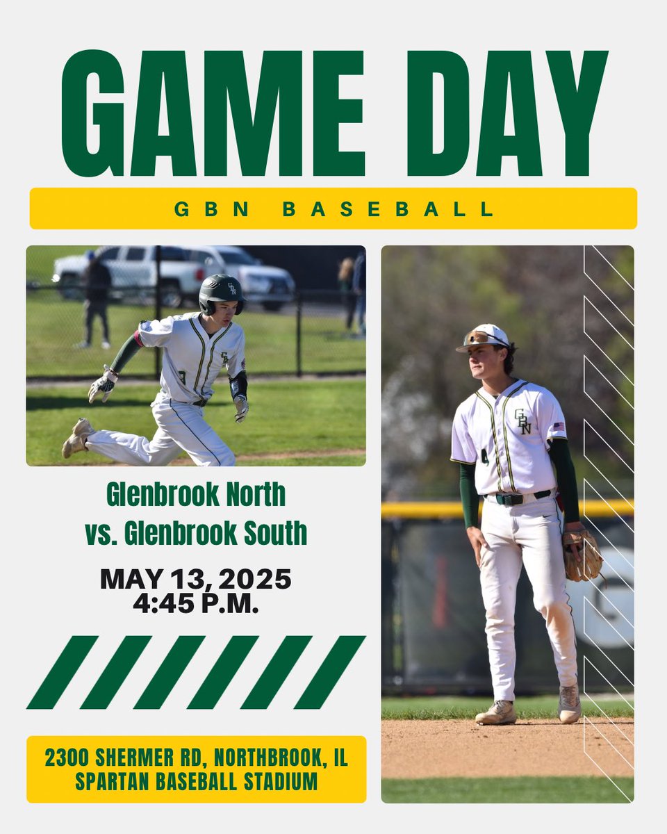 Glenbrook North Baseball (@gbn_baseball) on Twitter photo IT’S GAMEDAY!
🆚 <a href="/GBS_Baseball/">GBS Baseball</a>
⏰ 4:45 p.m.
📍 Spartan Baseball Stadium
🌤️ 70°
#gritoverglory
📸: Hayden Leven IT’S GAMEDAY!
🆚 <a href="/GBS_Baseball/">GBS Baseball</a>
⏰ 4:45 p.m.
📍 Spartan Baseball Stadium
🌤️ 70°
#gritoverglory
📸: Hayden Leven