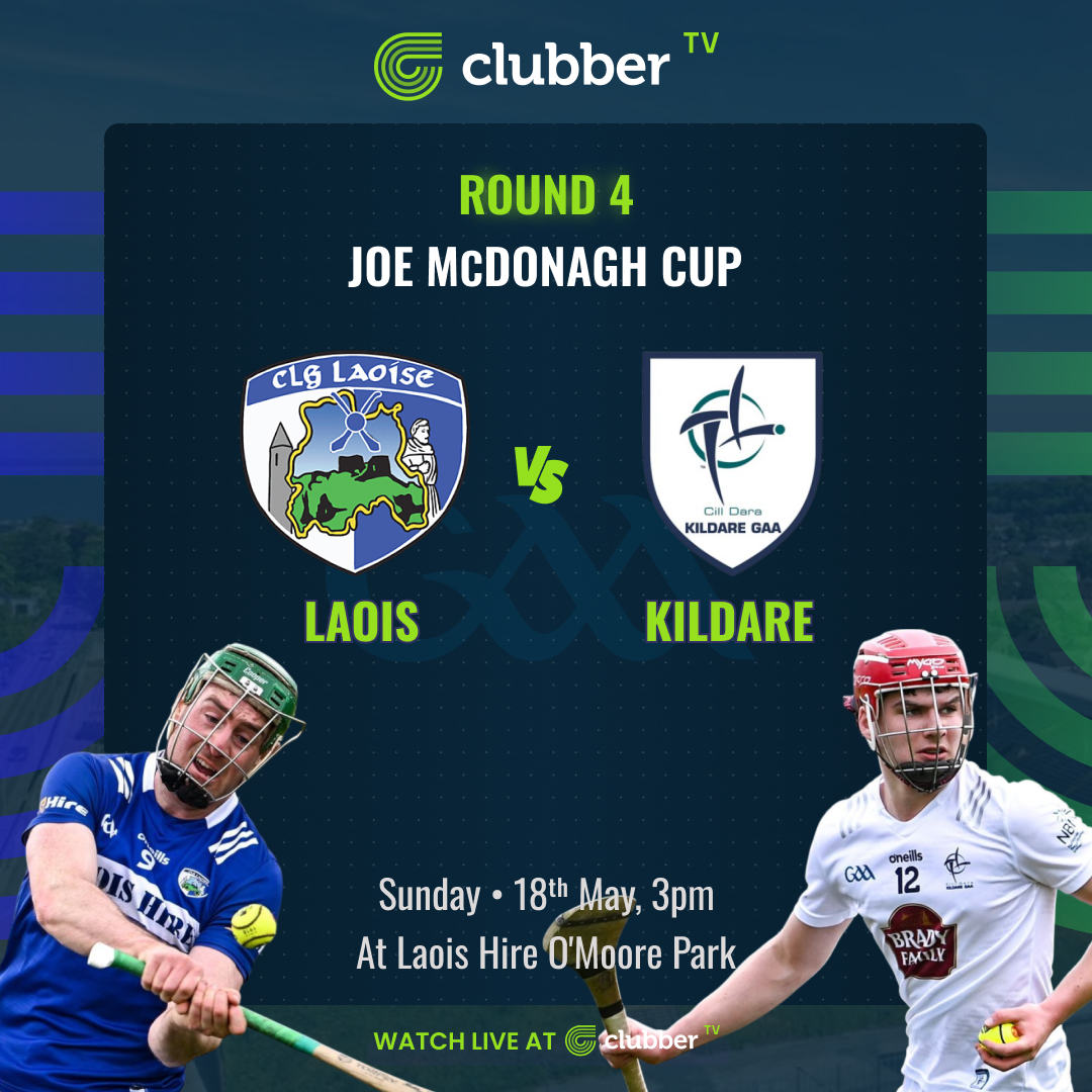 This Weekend on #ClubberTV  

🏆The Joe McDonagh Cup🏆  

🆚@clglaois vs @officialkildaregaa  
📆Sunday, 18th May 
🕒3pm 
📍Laois Hire O'Moore Park 

📺Watch it LIVE, only on Clubber.ie
