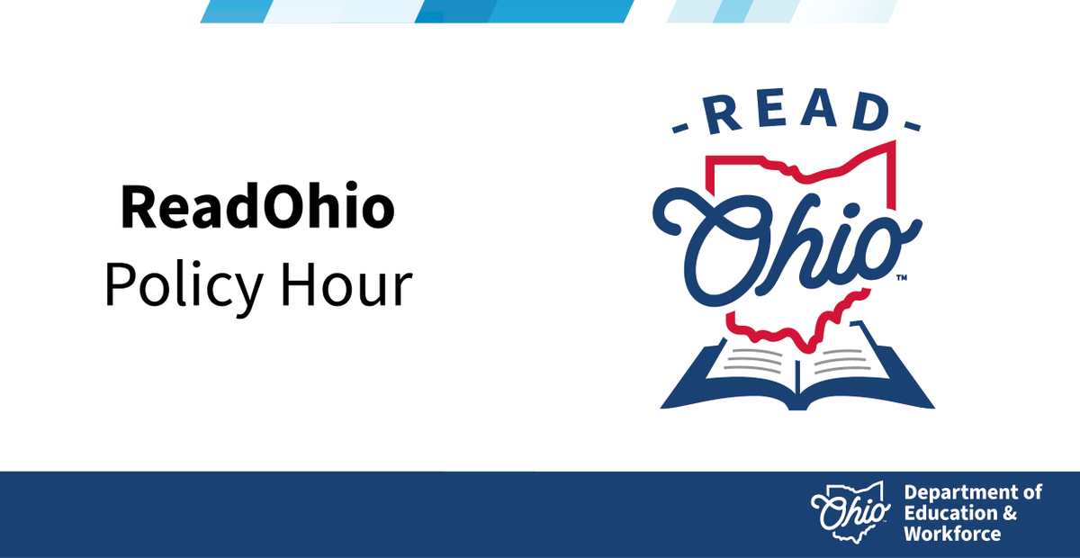Join us for the next ReadOhio policy hour. Our team will provide updates and answer questions about literacy-related topics. 

🗓 Friday, May 16 at 10 a.m. 

Details: education.ohio.gov/ReadOhio