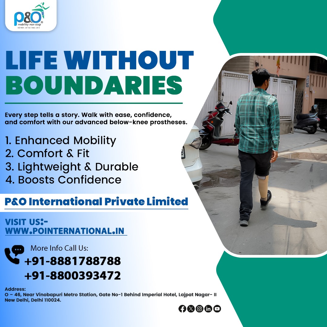 POOfficial1's tweet photo. 🦿 Below-Knee Prosthesis by P&amp;O International – Walk Freely, Live Fully! 🌟

Visit Our Website Now - https://t.co/SvIZqHnbxm
Contact Us Now - +91-8881788788,+91-8800393472

BelowKneeProsthesis #POInternational #ProstheticLegIndia #MobilityRestored #WalkWithConfidence https://t.co/7b8UktIPYa