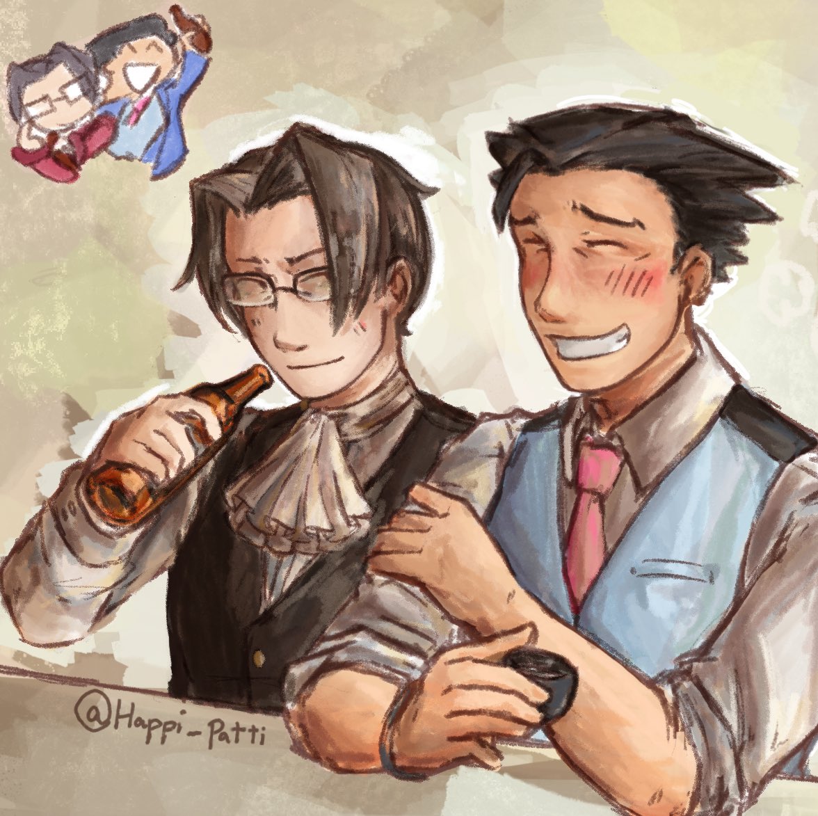 happi_patti's tweet image. i never post my art on here woahh hello from instagram ace attorney fandom 🗣️ #aceattorney #mitsunaru #narumitsu #ナルミツ