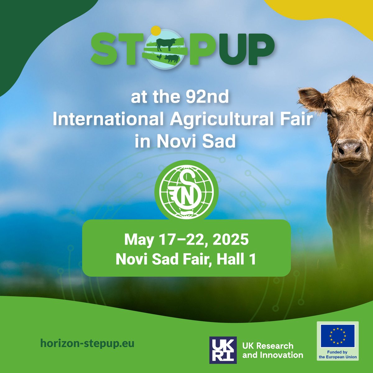 🚜 STEP UP is heading to the International Agricultural Fair in Novi Sad!
Join us &amp; <a href="/Digi4Live/">Digi4Live</a> for a workshop on digital tools &amp; innovations in sustainable livestock farming.
Farmers, researchers &amp; policymakers - visit us to discover how STEP UP advances livestock innovation.